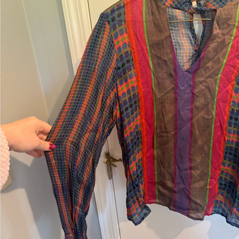 Anthropologie Conditions Apply Multicolor Striped Blouse, Small - Picture 8 of 8